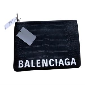 Balenciaga Croc Embossed Logo Clutch